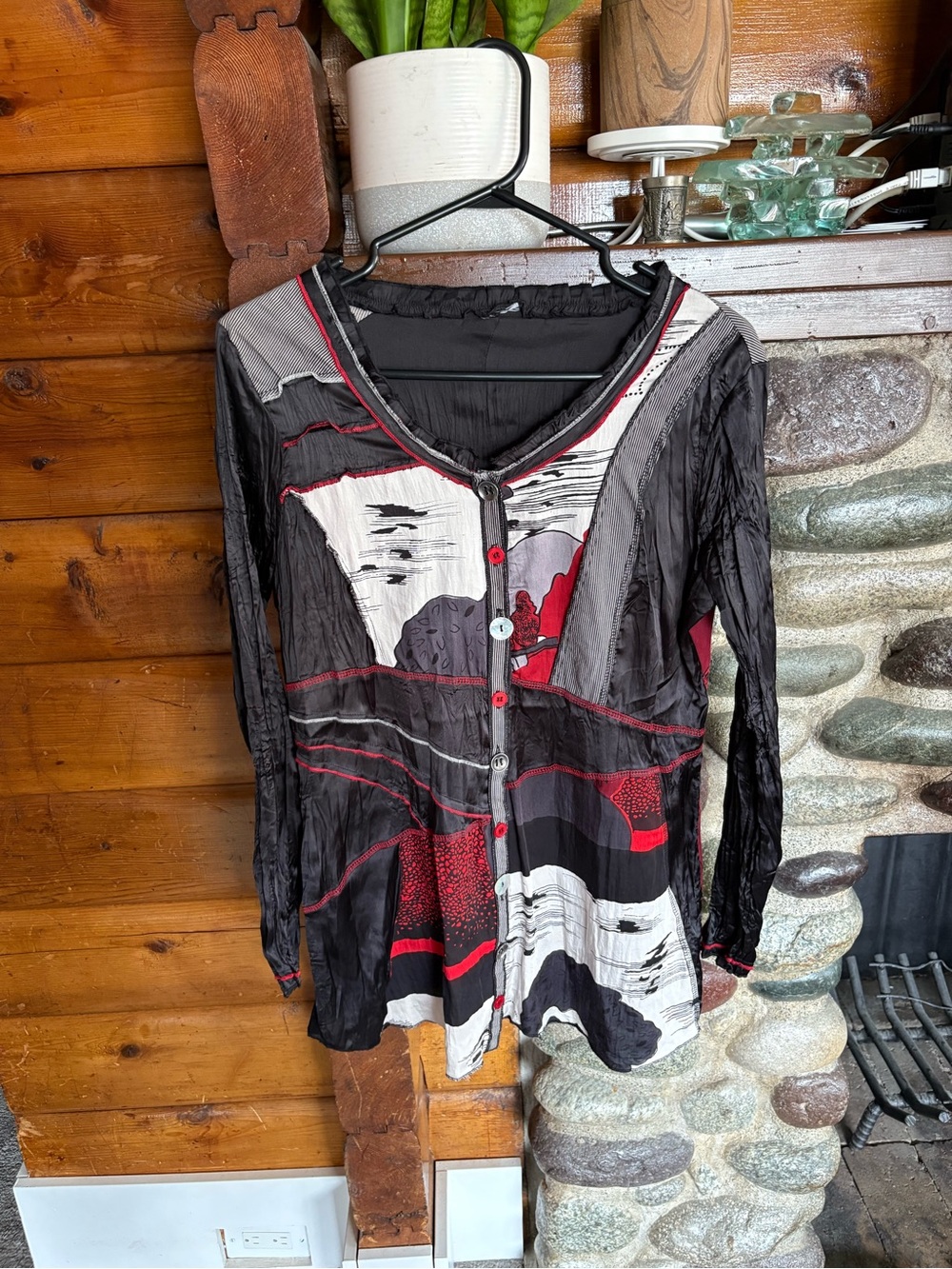 Vintage Wearable Art Tunic Top | Patchwork Crinkle | Y2K Boho Fairy Goth